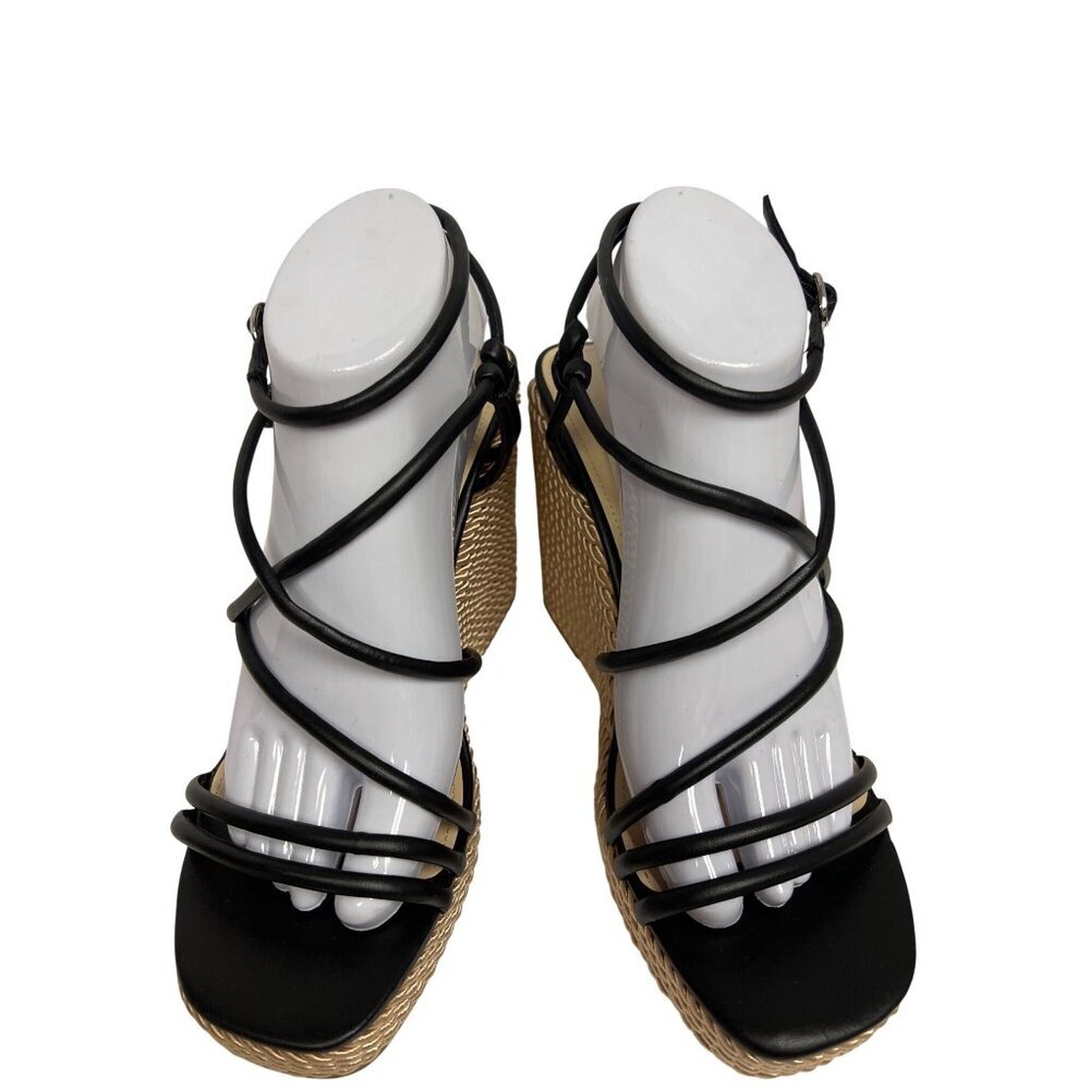 Marc Fisher Zesty Women's Sandal Wedge Strappy Black Woven Heel Size 9.5 New - Picture 4 of 9